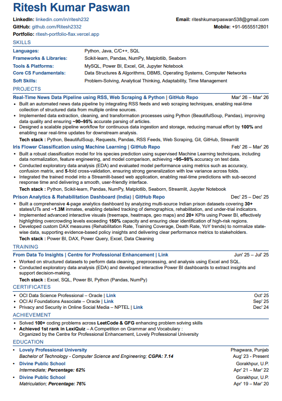 Resume preview